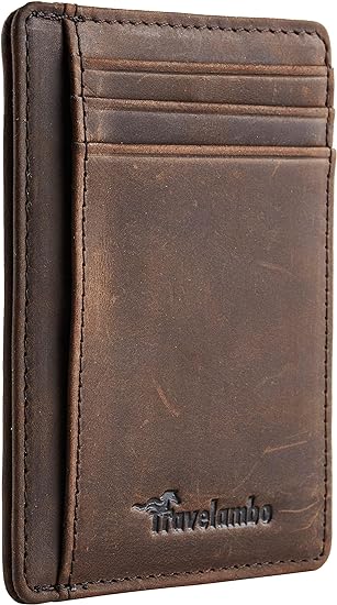 Front Pocket Minimalist Leather Slim Wallet RFID Blocking