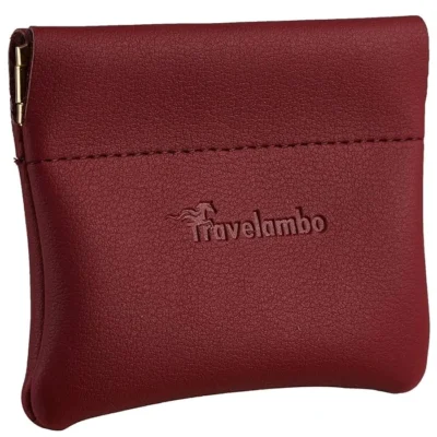 Leather change holder Travelambo for men & women Red Deep