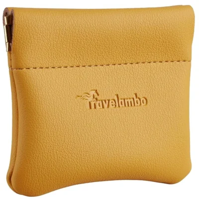 Leather change holder Travelambo for men & women Yellow