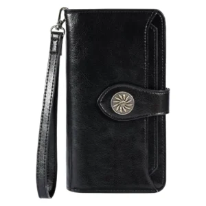 Travelambo Women's Large Capacity RFID Locking Wallet Black