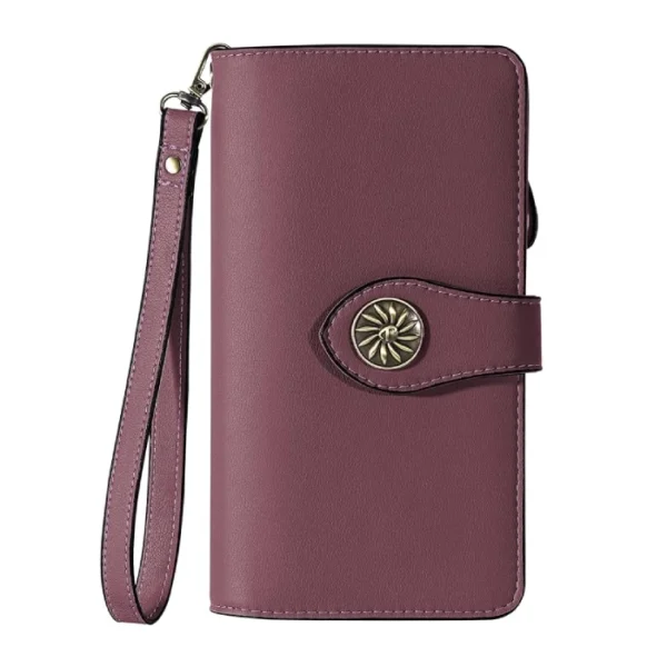 Travelambo Women's Large Capacity RFID Locking Wallet Dark Red Wine