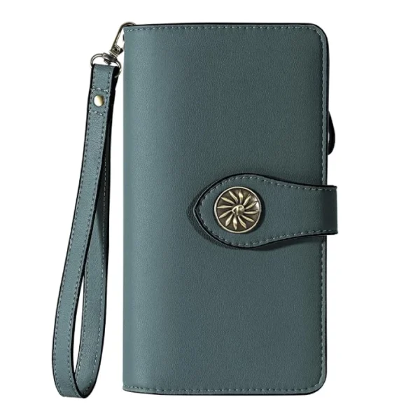 Travelambo Women's Large Capacity RFID Locking Wallet Green Coal