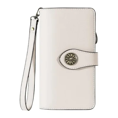 Travelambo Women's Large Capacity RFID Locking Wallet Litchi Beige