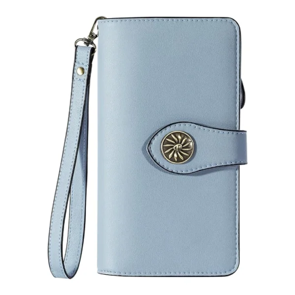 Travelambo Women's Large Capacity RFID Locking Wallet Natural Blue Classic