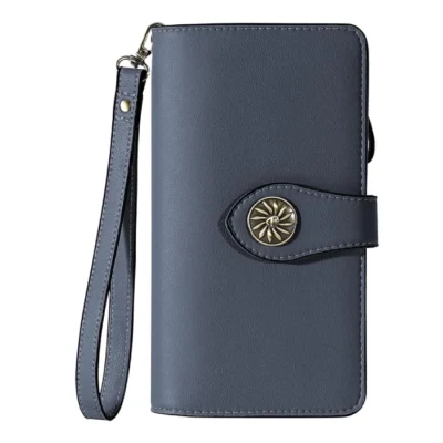 Travelambo Women's Large Capacity RFID Locking Wallet Navy Blue