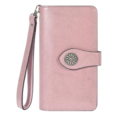 Travelambo Women's Large Capacity RFID Locking Wallet Pink