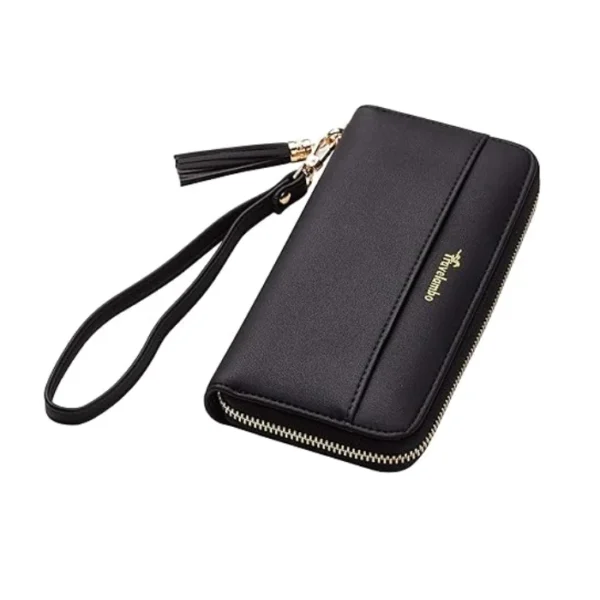 Travelambo Womens Wallet Tassel Bifold Access Black