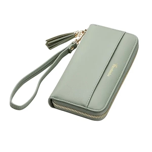 Travelambo Womens Wallet Tassel Bifold Access Green Blooming