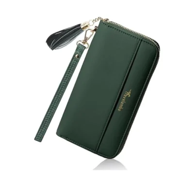 Travelambo Womens Wallet Tassel Bifold Access Green Coal