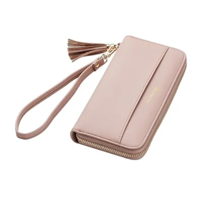 Travelambo Womens Wallet Tassel Bifold Access Pink Champagne