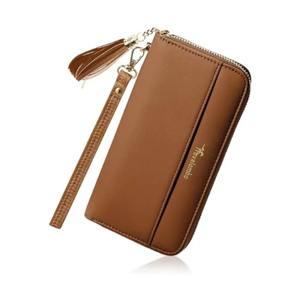 Travelambo Womens Wallet Tassel Bifold Access Tan