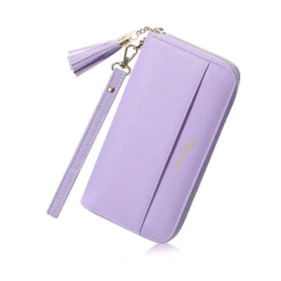 Travelambo Womens Wallet Tassel Bifold Ch Light Purple