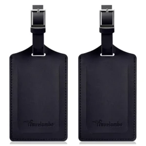 Travelambo faux leather luggage tag for suitcases Black