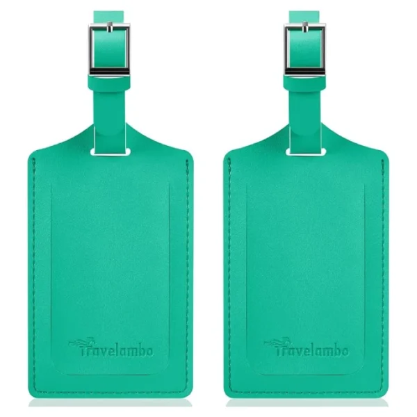 Travelambo faux leather luggage tag for suitcases Blooming Green