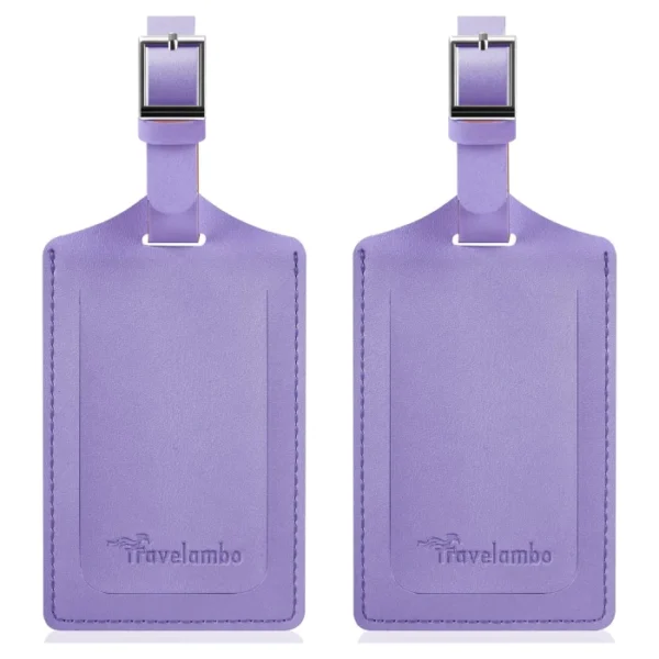 Travelambo faux leather luggage tag for suitcases Classic Purple