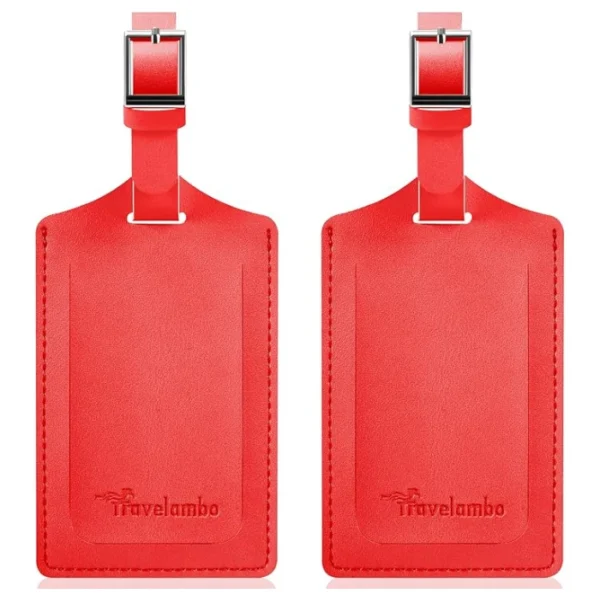 Travelambo faux leather luggage tag for suitcases Classic Red