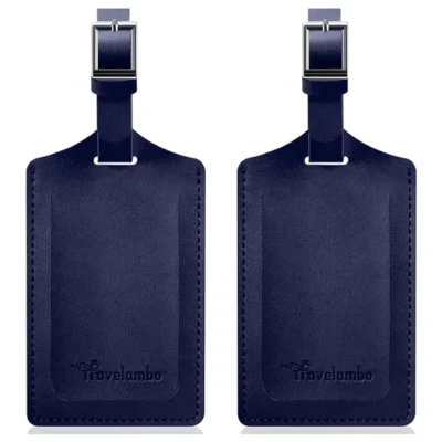 Travelambo faux leather luggage tag for suitcases Deep Blue