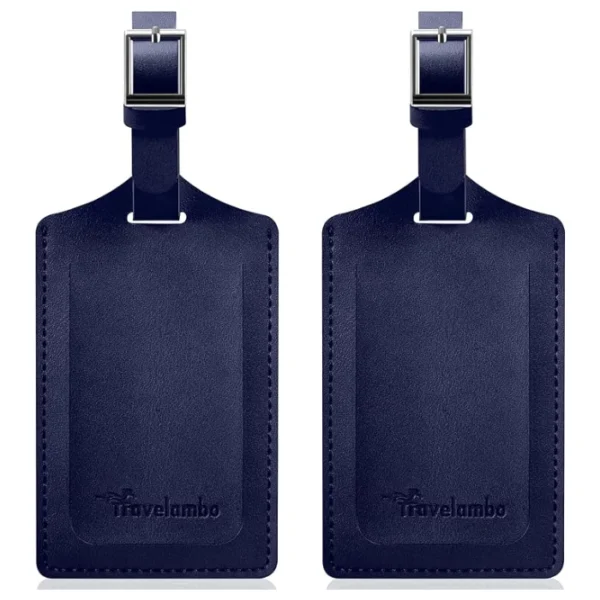 Travelambo faux leather luggage tag for suitcases Deep Blue