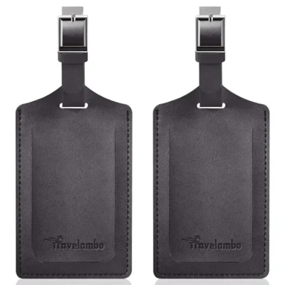 Travelambo faux leather luggage tag for suitcases Deep Grey