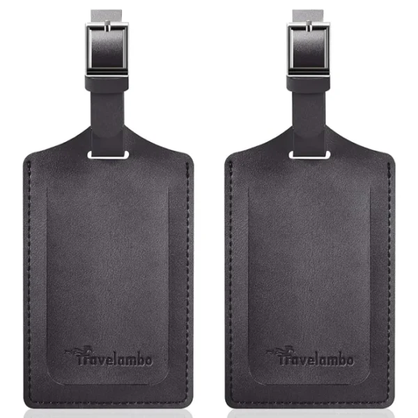 Travelambo faux leather luggage tag for suitcases Deep Grey