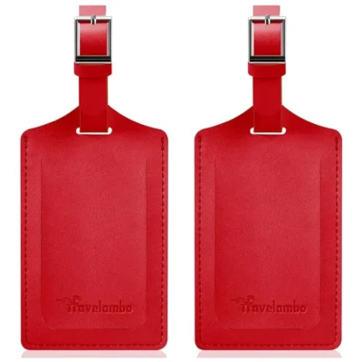 Travelambo faux leather luggage tag for suitcases Deep Red