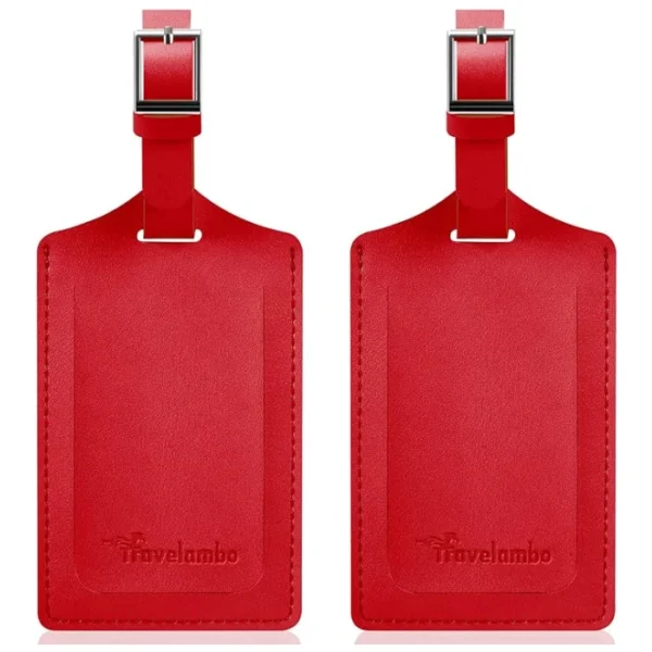 Travelambo faux leather luggage tag for suitcases Deep Red