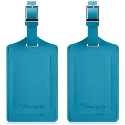 Travelambo faux leather luggage tag for suitcases Energetic Blue