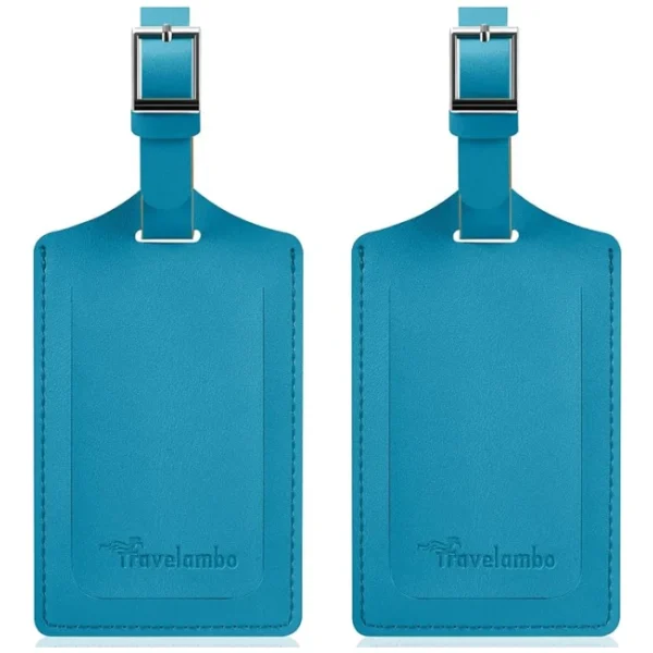 Travelambo faux leather luggage tag for suitcases Energetic Blue