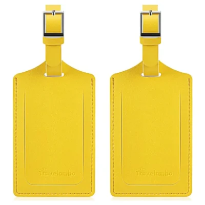 Travelambo faux leather luggage tag for suitcases Energetic Yellow