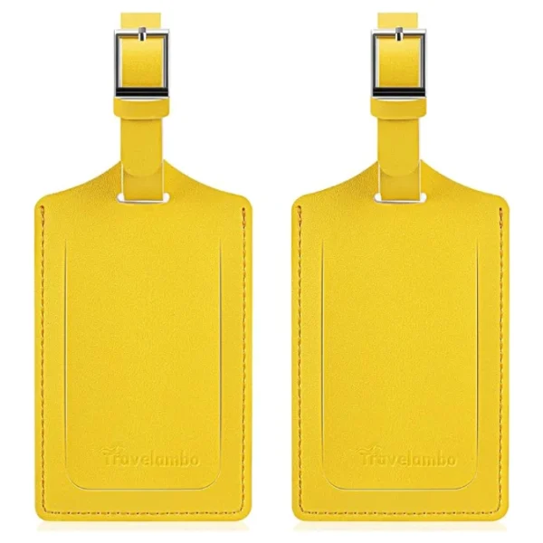 Travelambo faux leather luggage tag for suitcases Energetic Yellow