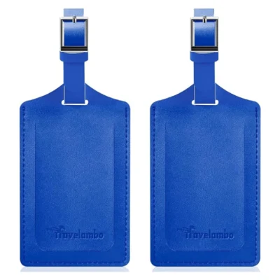 Travelambo faux leather luggage tag for suitcases Fresh Blue