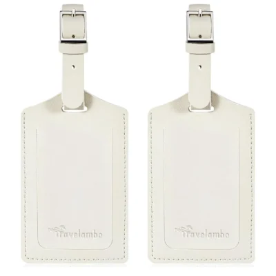 Travelambo faux leather luggage tag for suitcases Ivory