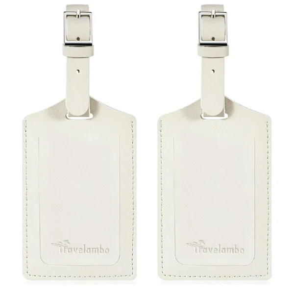 Travelambo faux leather luggage tag for suitcases Ivory