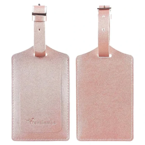 Travelambo faux leather luggage tag for suitcases Rose Gold