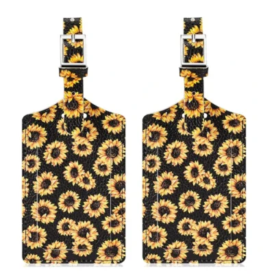 Travelambo faux leather luggage tag for suitcases Sunflower